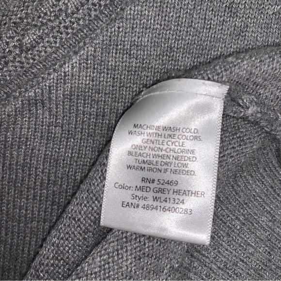 Cozy Gray Sweater Womens Small Knit Long Sleeve V Neck Casual Fall Winter Preppy - Picture 5 of 7